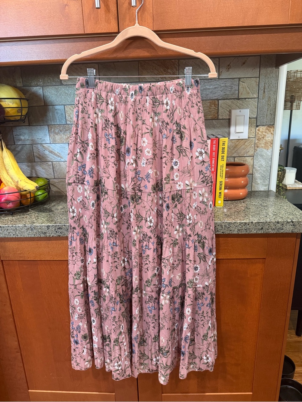 Floral Pink Tiered Maxi Skirt